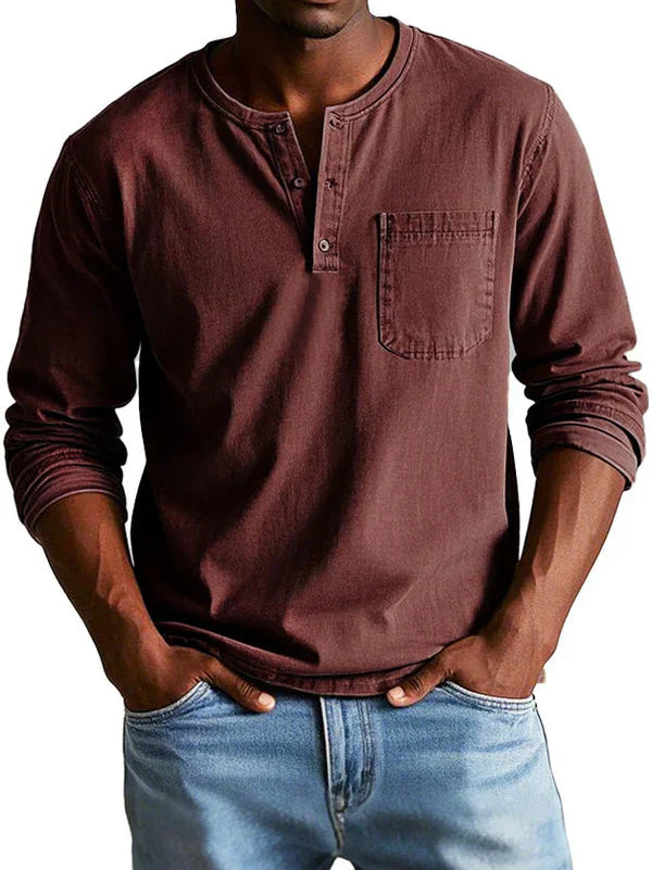 sem | langarm henley shirt relaxed fit rood
