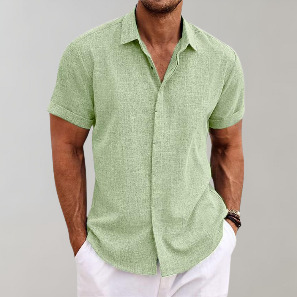daan | relaxed fit zomerhemd korte mouwen groen