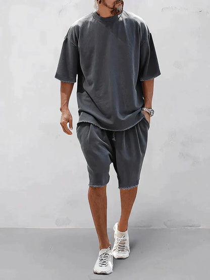 sem | oversized t-shirt en shorts set donkergrijs