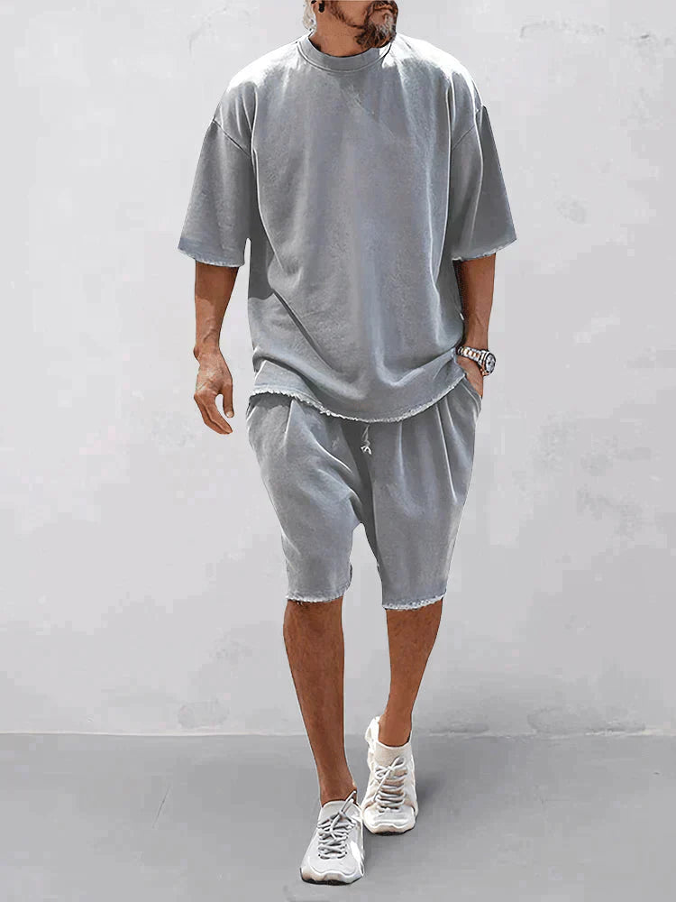 sem | oversized t-shirt en shorts set lichtgrijs