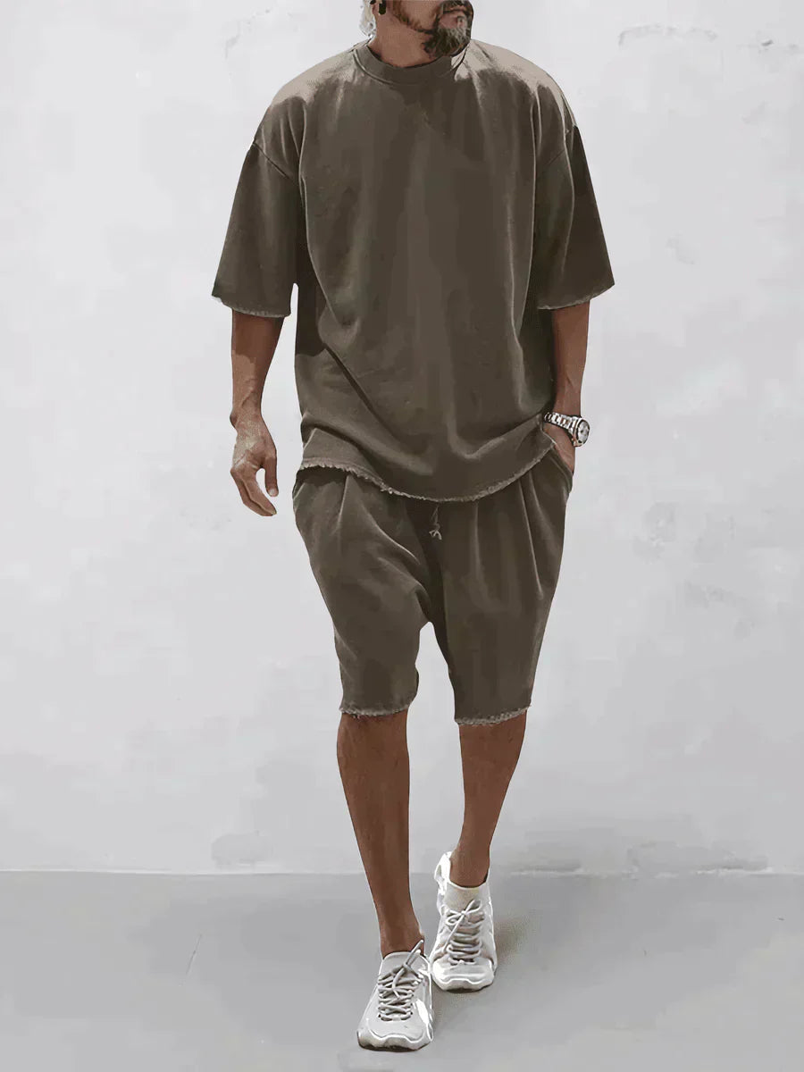 sem | oversized t-shirt en shorts set bruin