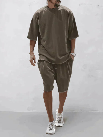 sem | oversized t-shirt en shorts set bruin