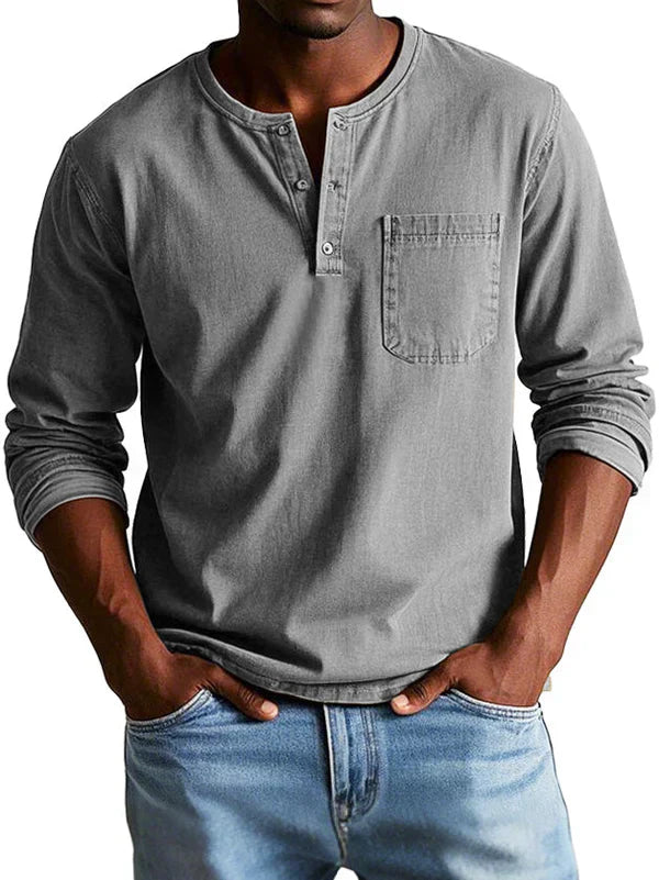 sem | langarm henley shirt relaxed fit grijs