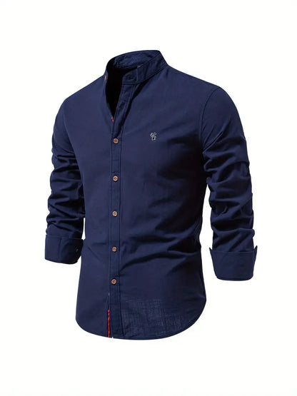 lars | heren casual overhemd met knopen marineblauw