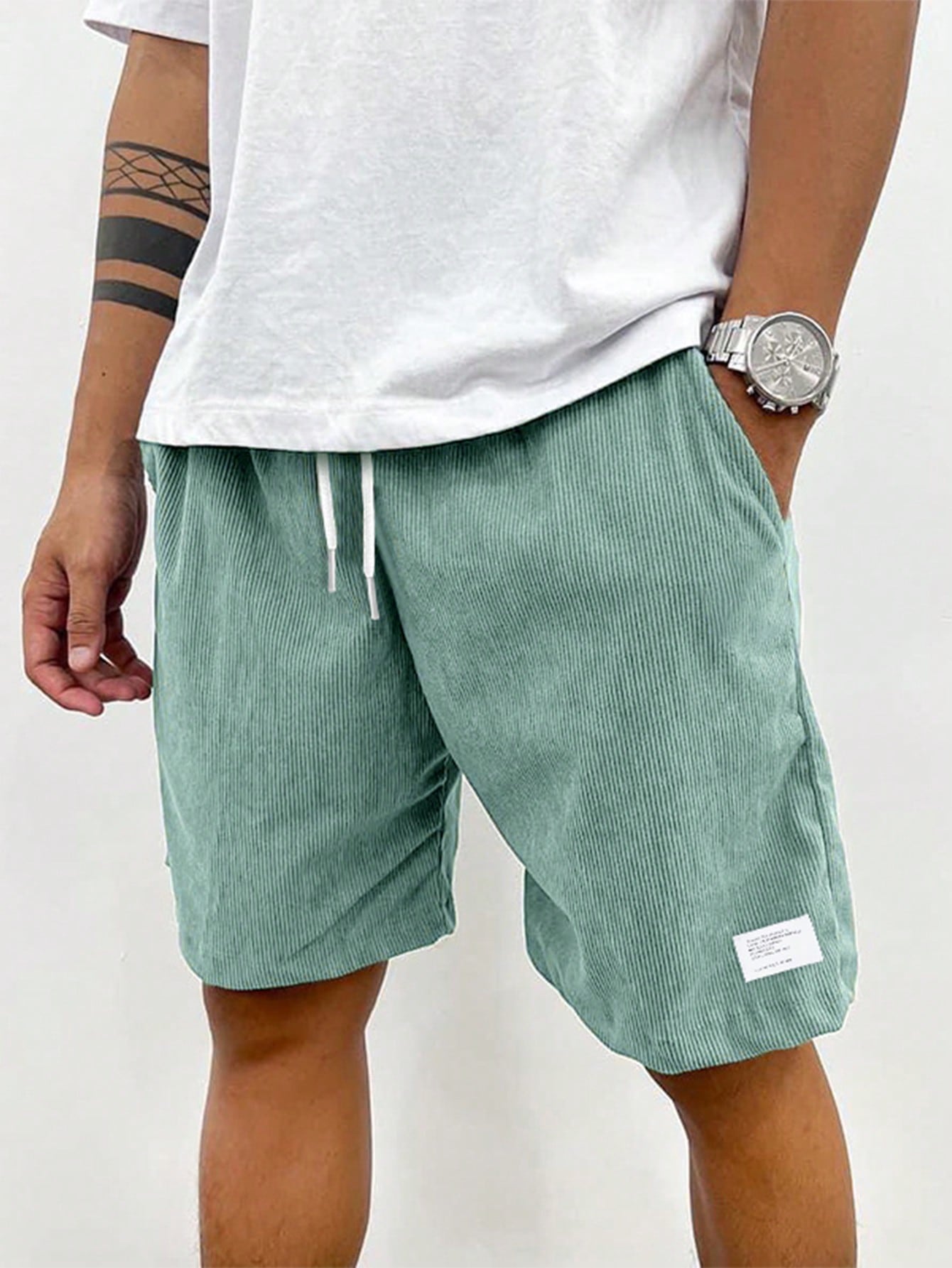 daan | heren casual shorts met kordelzug lichtgroen