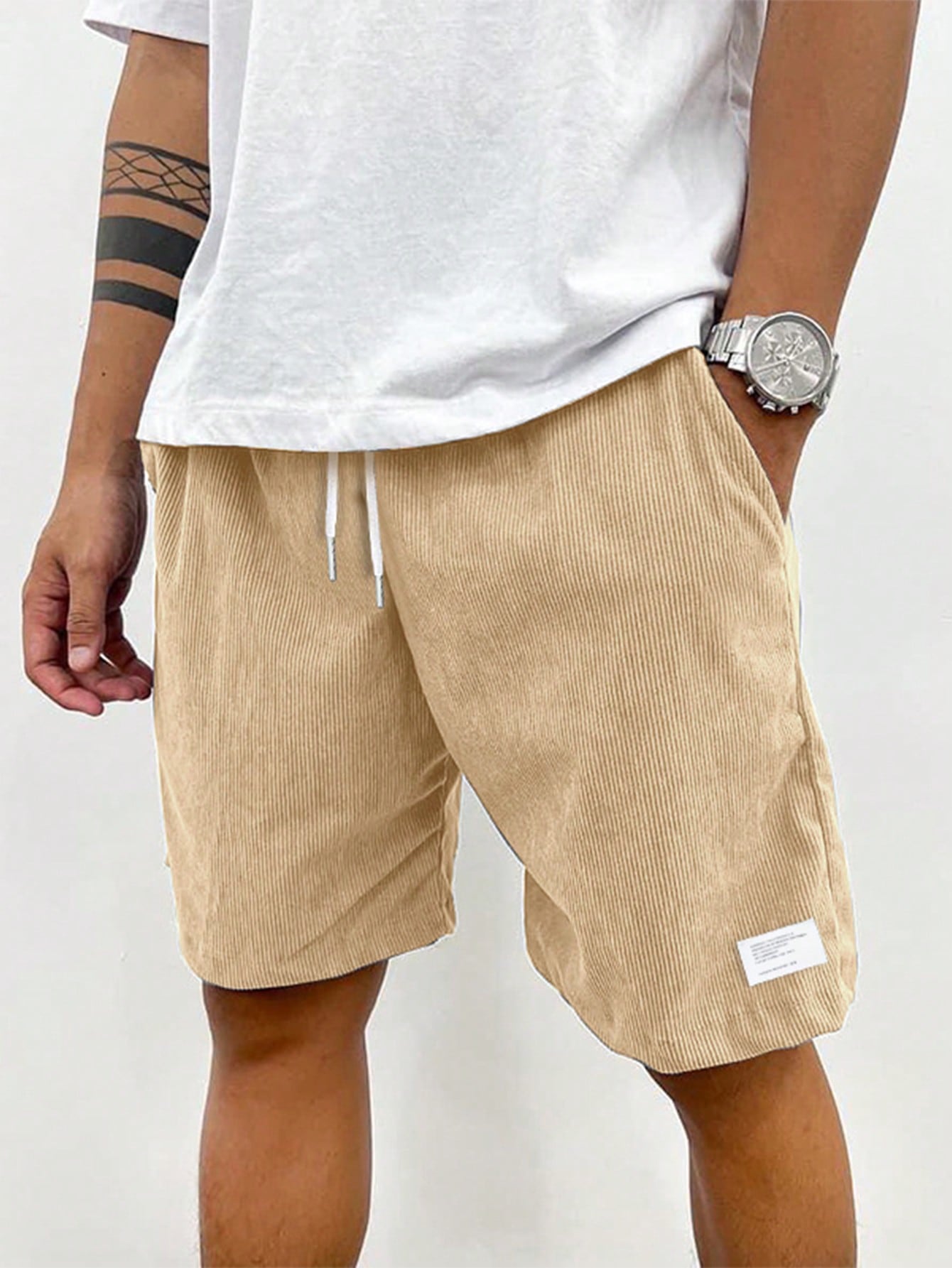 daan | heren casual shorts met kordelzug beige