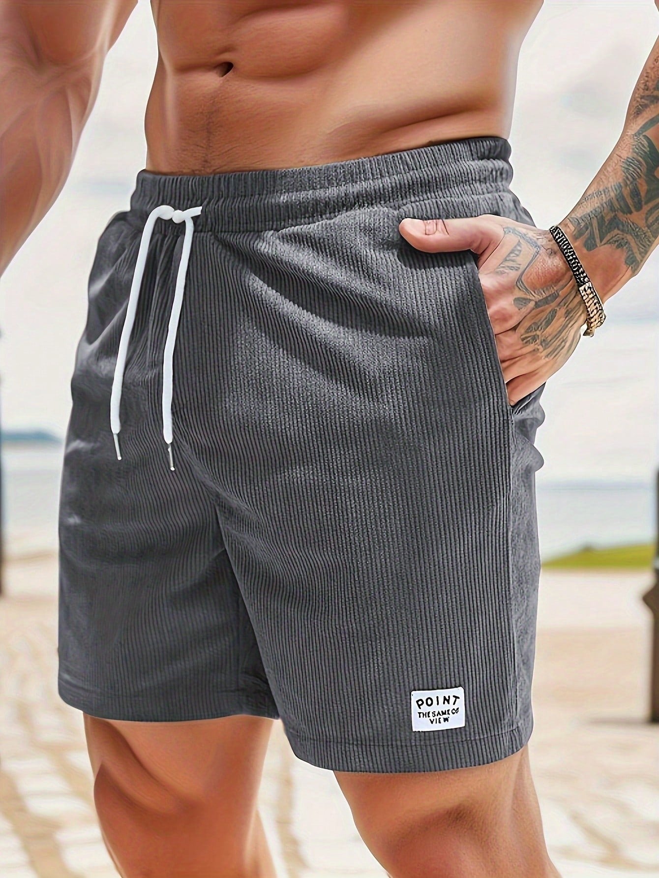 daan | heren casual shorts met kordelzug grijs