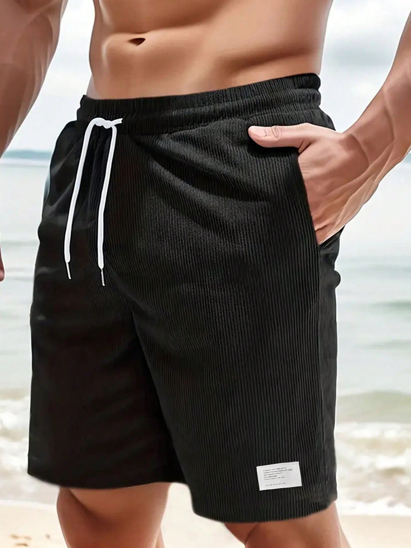 daan | heren casual shorts met kordelzug zwart