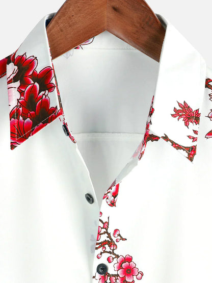 milan | zomeroverhemd korte mouw wit bloemenprint