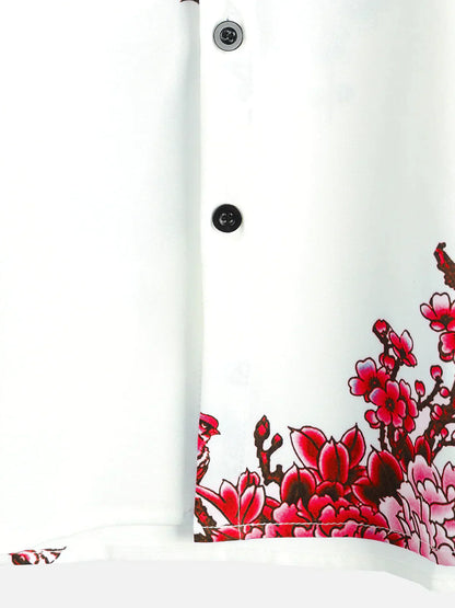 milan | zomeroverhemd korte mouw wit bloemenprint