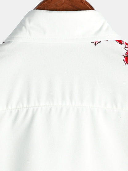 milan | zomeroverhemd korte mouw wit bloemenprint