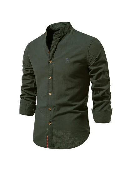 lars | heren casual overhemd met knopen legergroen