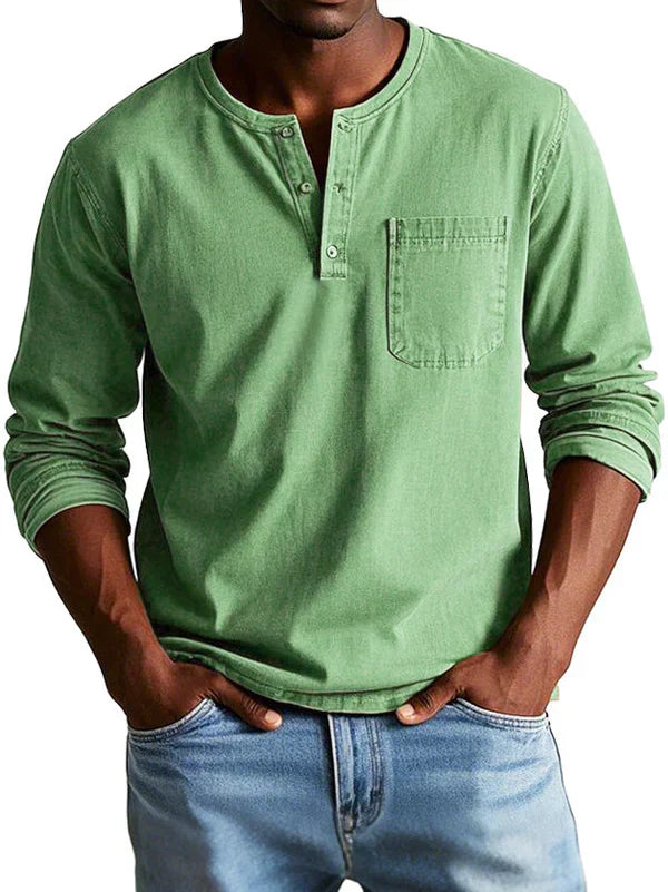 sem | langarm henley shirt relaxed fit groen