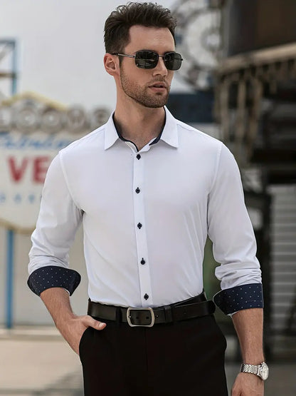 lars | slim fit businessoverhemd met contrastdetails wit