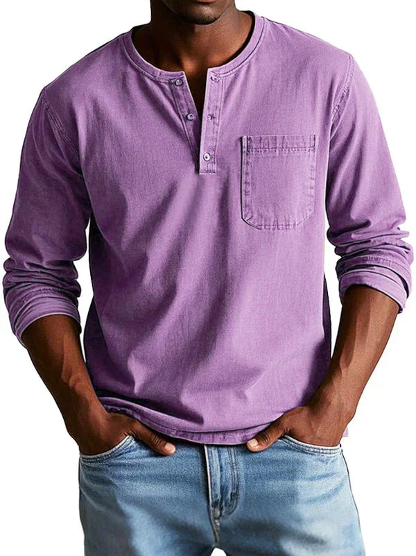 sem | langarm henley shirt relaxed fit paars
