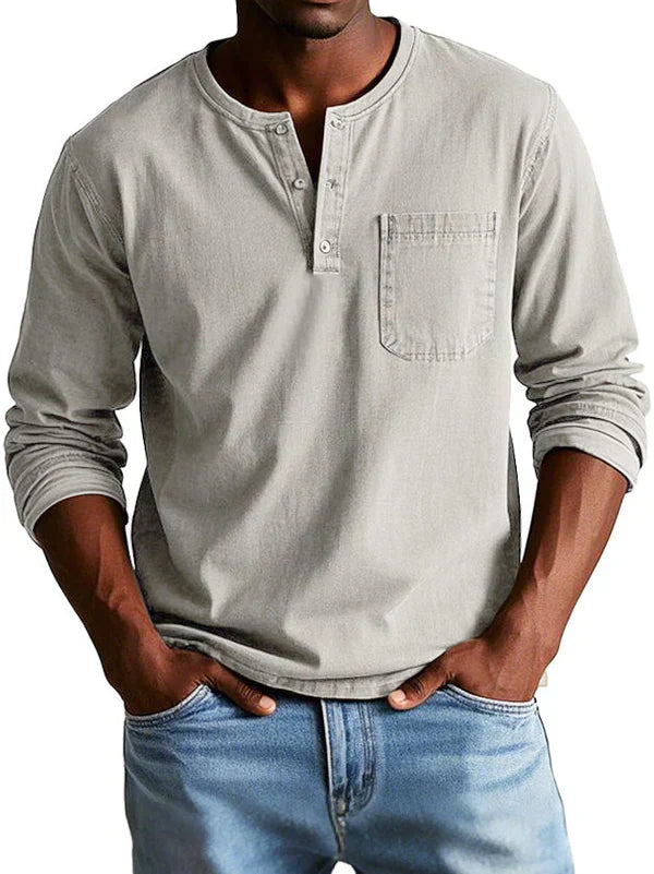 sem | langarm henley shirt relaxed fit beige