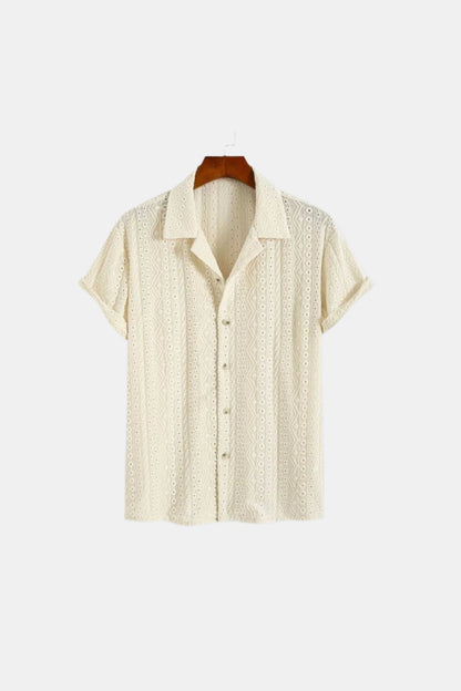 lars | haakshirt korte mouwen beige