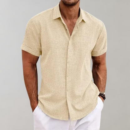 daan | relaxed fit zomerhemd korte mouwen beige