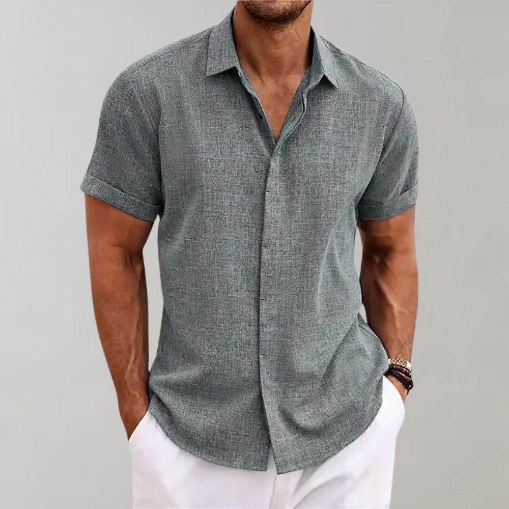 daan | relaxed fit zomerhemd korte mouwen grijs