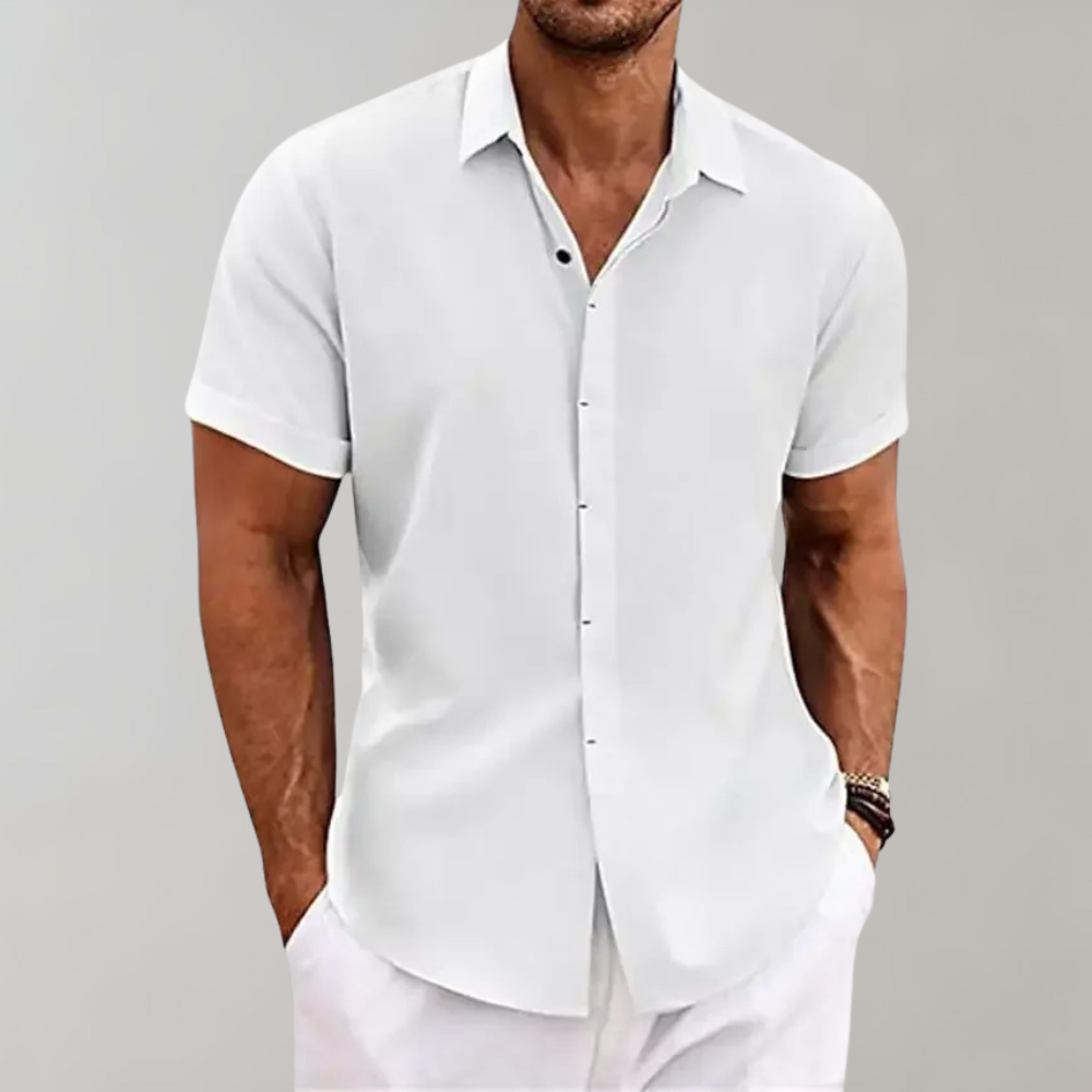 daan | relaxed fit zomerhemd korte mouwen wit
