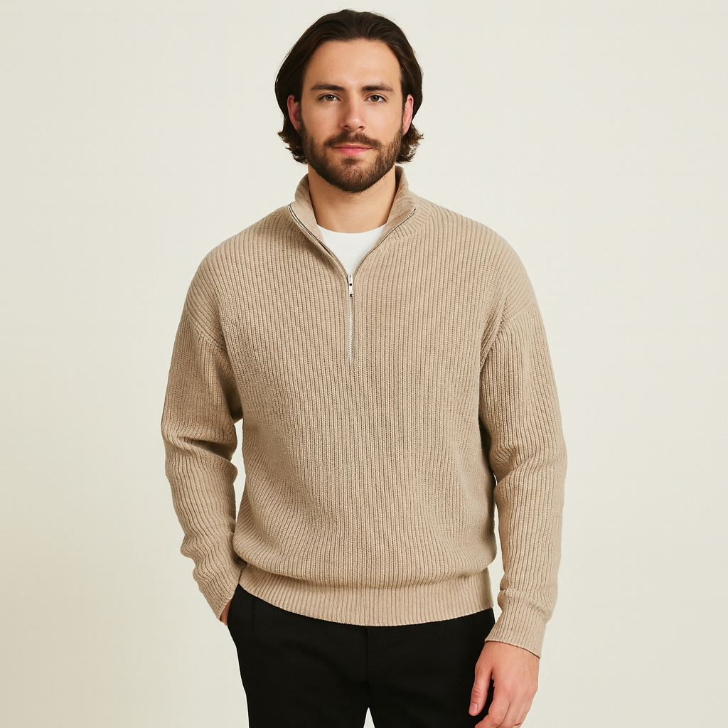 levi | herentrui met hoge kraag beige