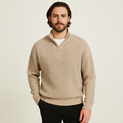 levi | herentrui met hoge kraag beige