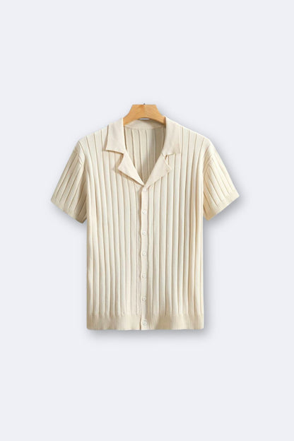 milan | gebreid shirt korte mouw beige