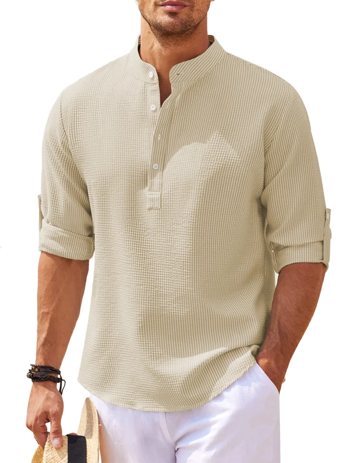 milan | henley-shirt met staande kraag khaki