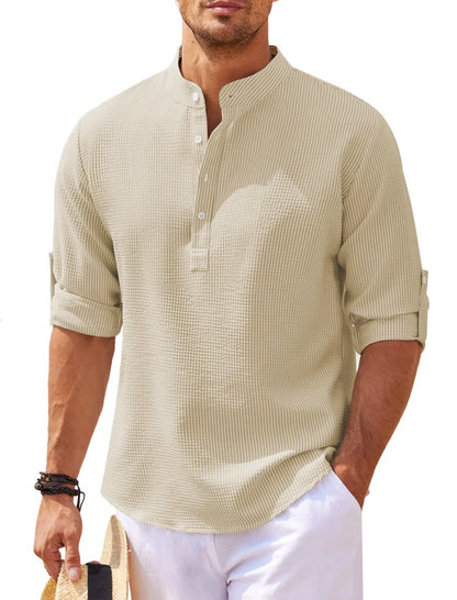 milan | henley-shirt met staande kraag khaki