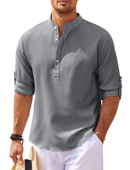 milan | henley-shirt met staande kraag grijs