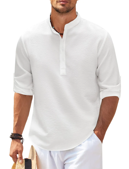 milan | henley-shirt met staande kraag wit
