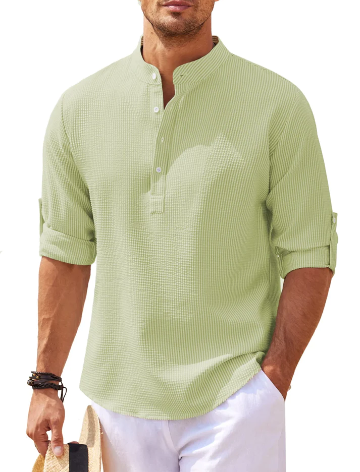 milan | henley-shirt met staande kraag groen