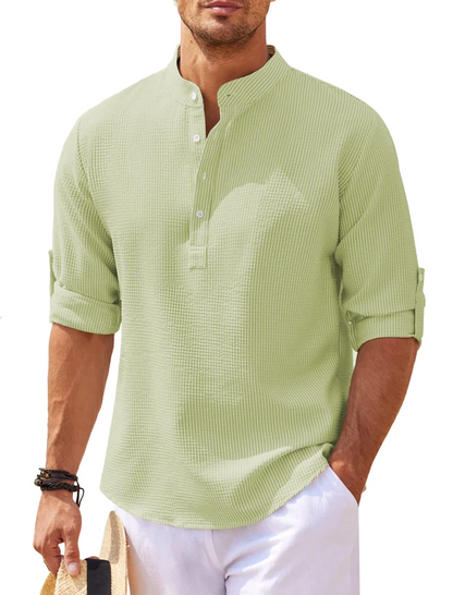 milan | henley-shirt met staande kraag groen