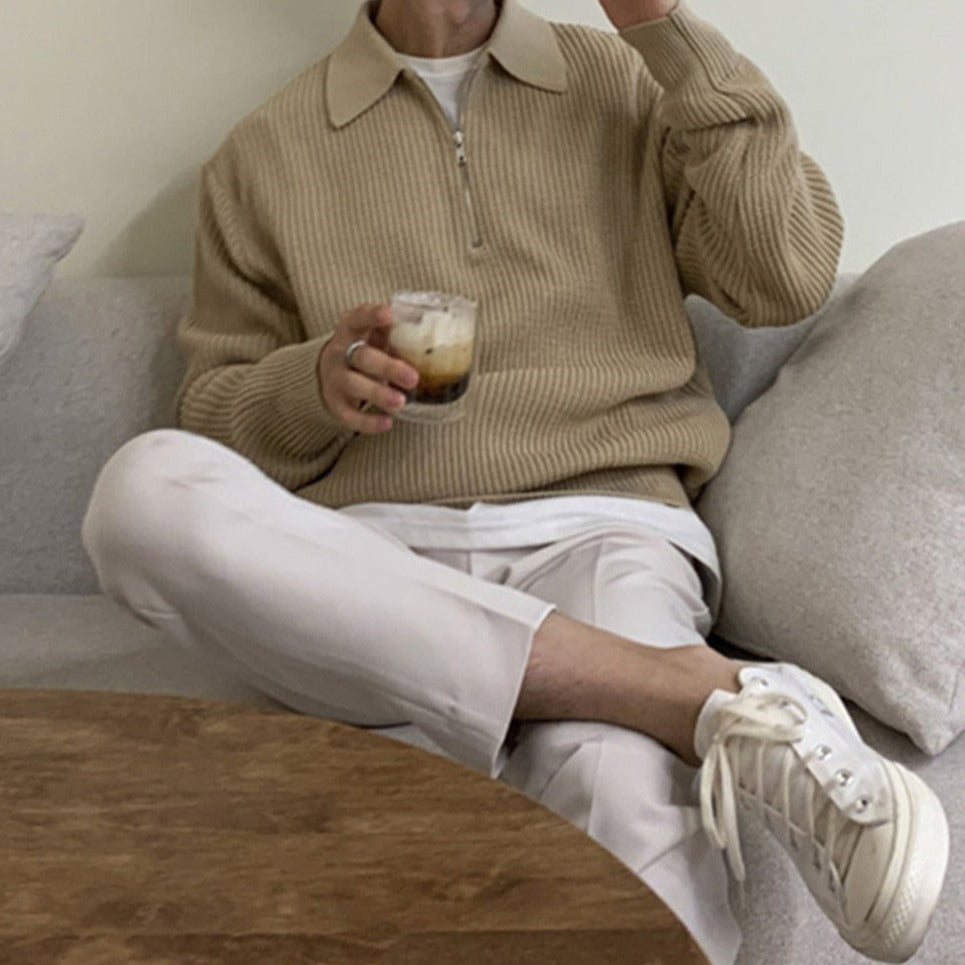 lars | old money zipped sweater kaki
