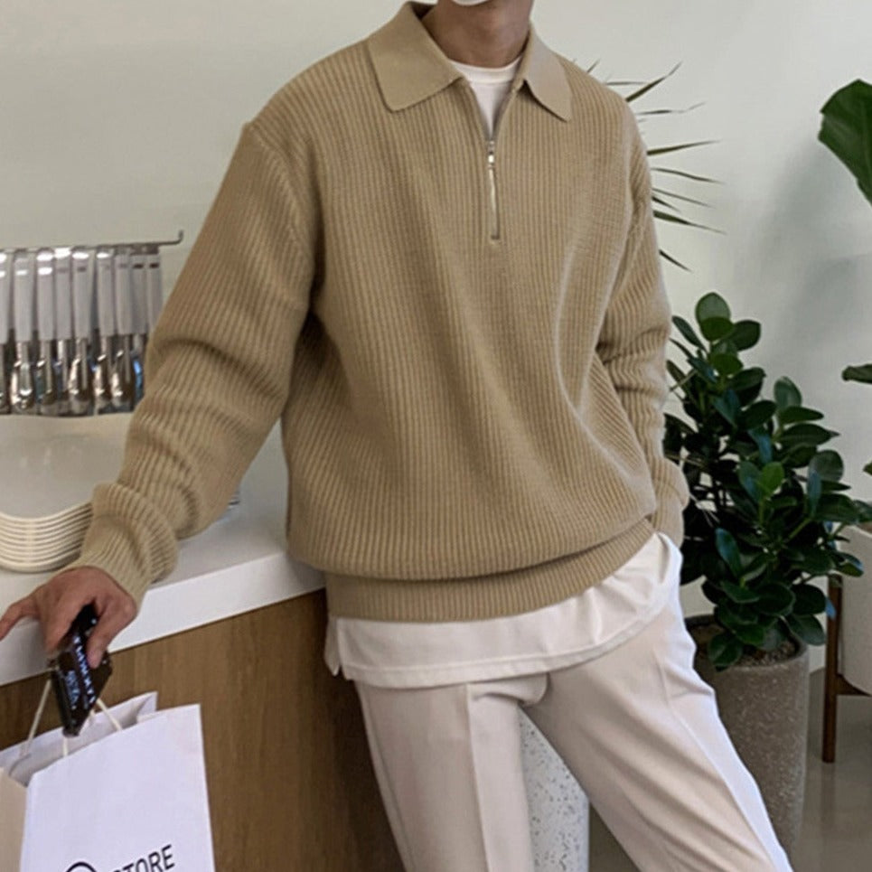 lars | old money zipped sweater