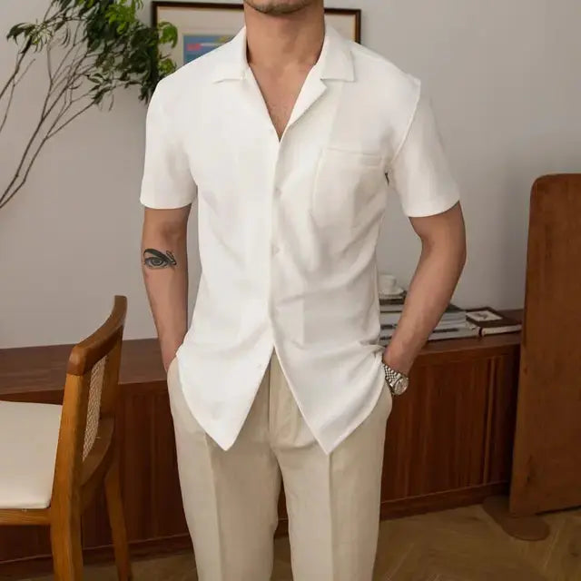 daan | relaxed fit zomerhemd korte mouwen wit