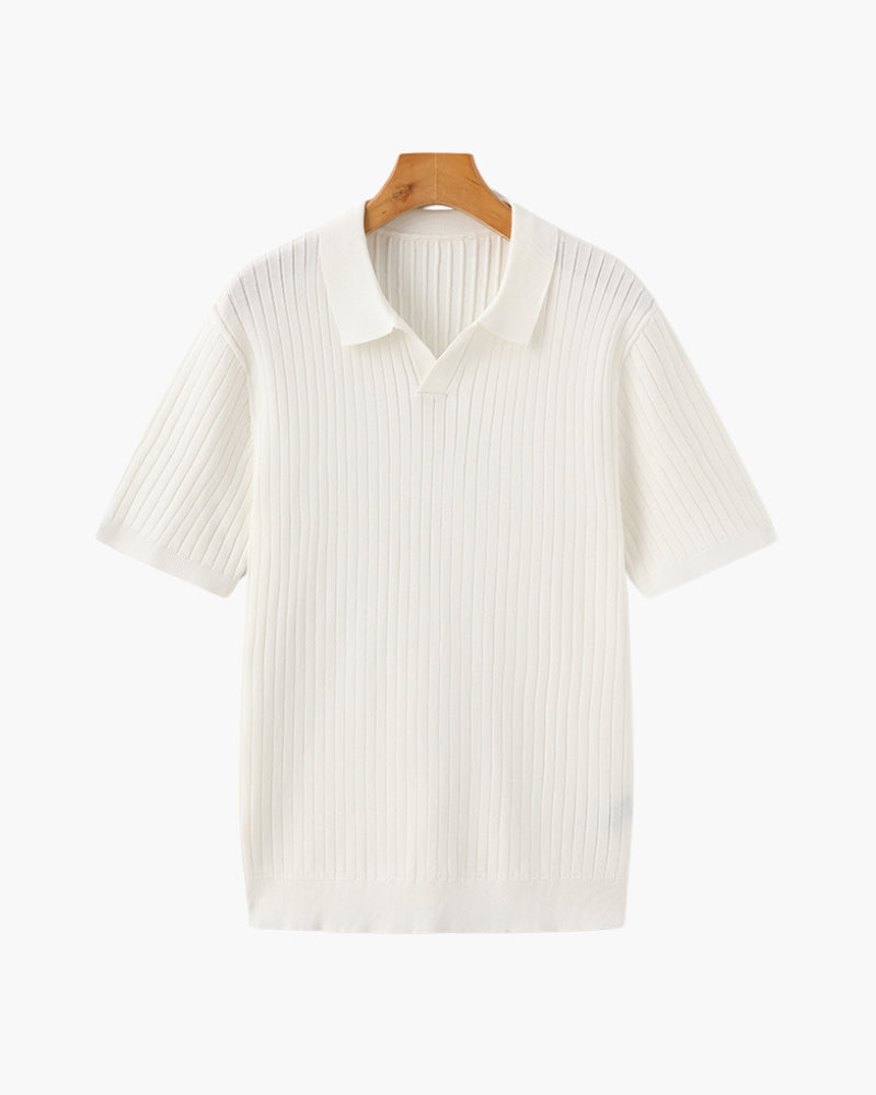 lars | heren polo fijnrib korte mouw crème