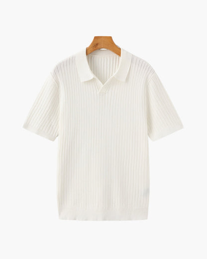 lars | heren polo fijnrib korte mouw crème