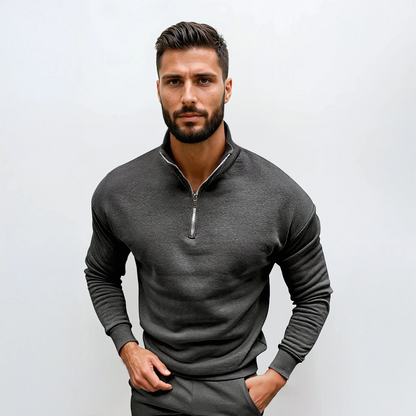 milan | heren half-zip trui donkergrijs