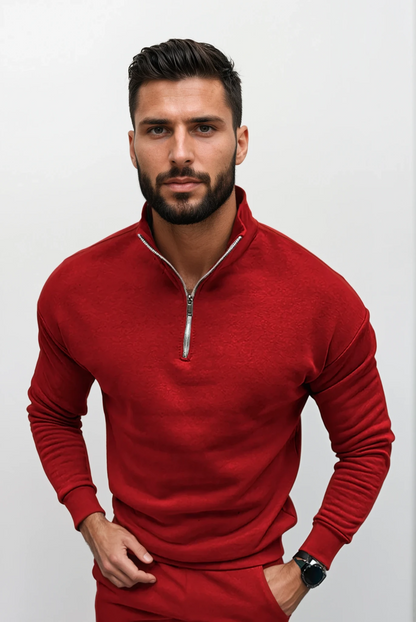 milan | heren half-zip trui rood