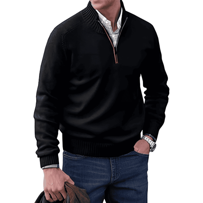 lars | kasjmier pullover met rits zwart