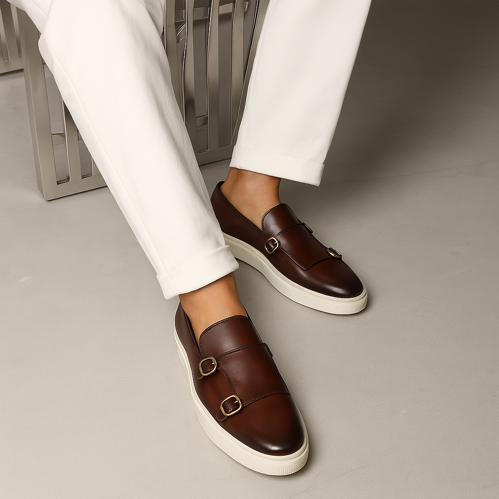 luuk | heren double monk loafers met gesp