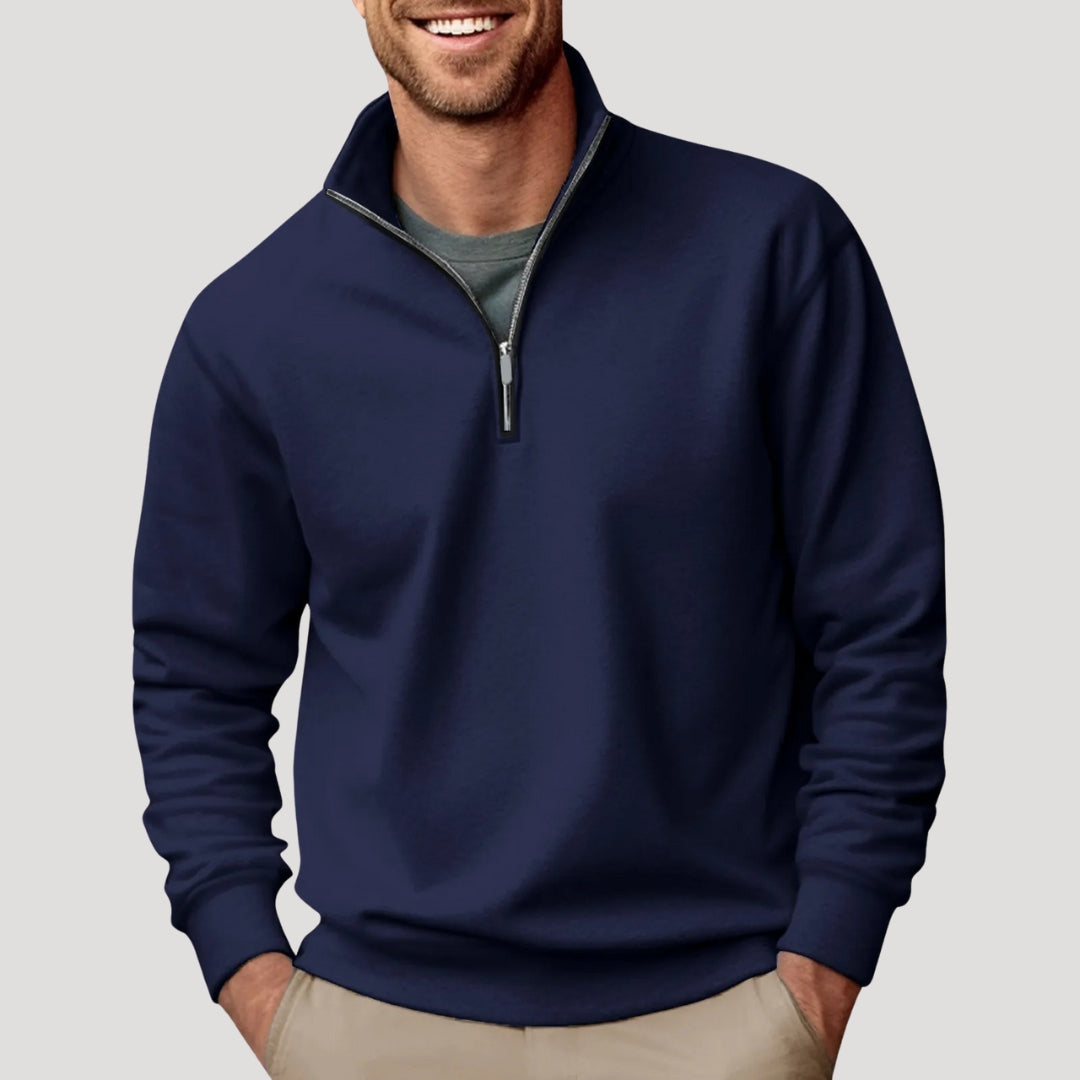 lars | heren sweatshirt met halve rits marineblauw