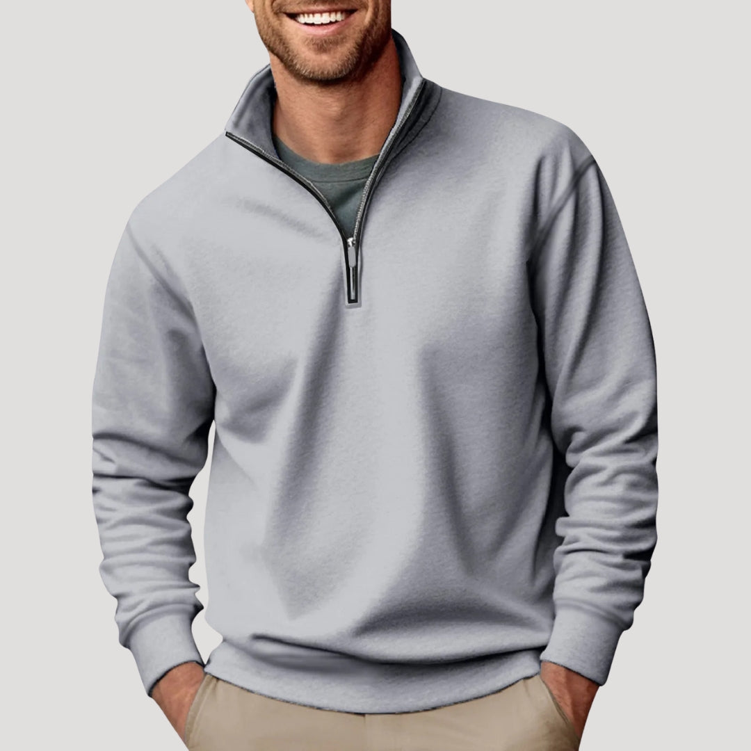 lars | heren sweatshirt met halve rits grijs