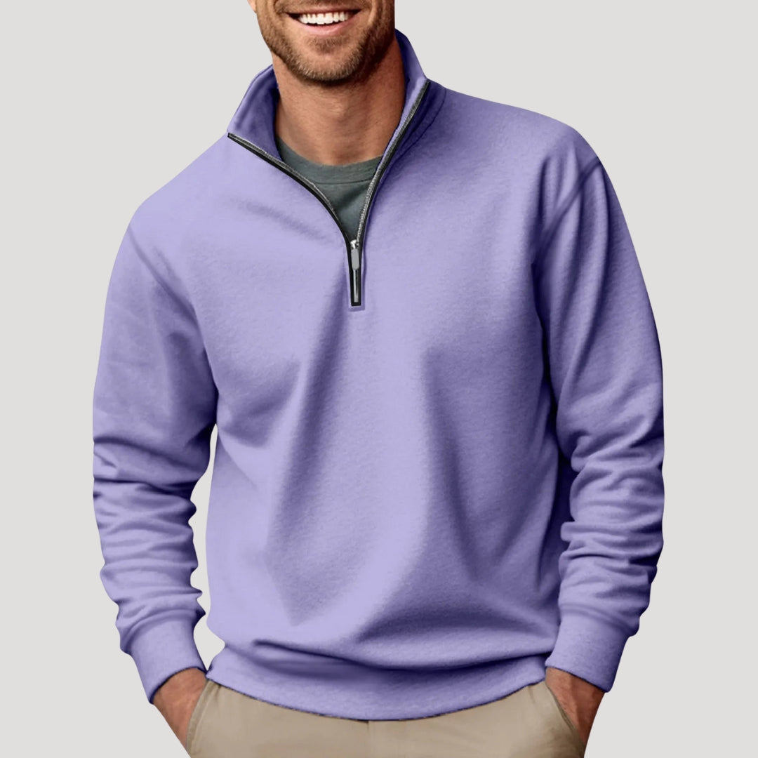 lars | heren sweatshirt met halve rits paars