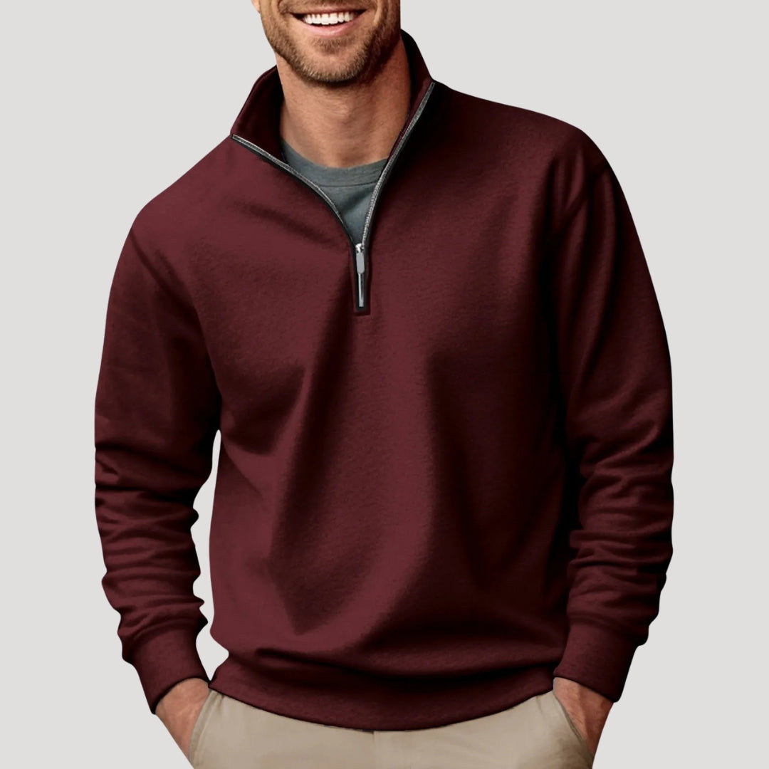 lars | heren sweatshirt met halve rits bruin
