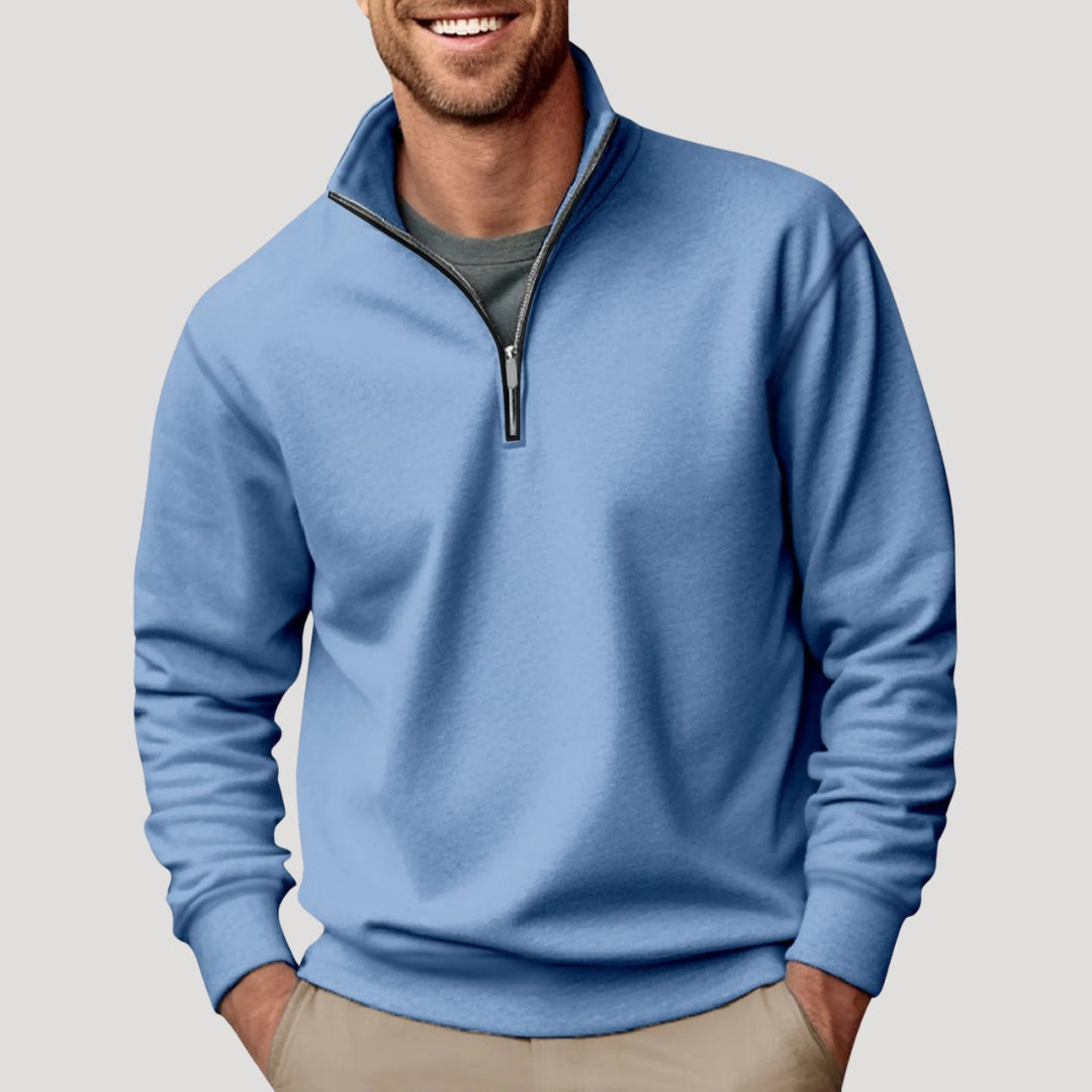 lars | heren sweatshirt met halve rits blauw