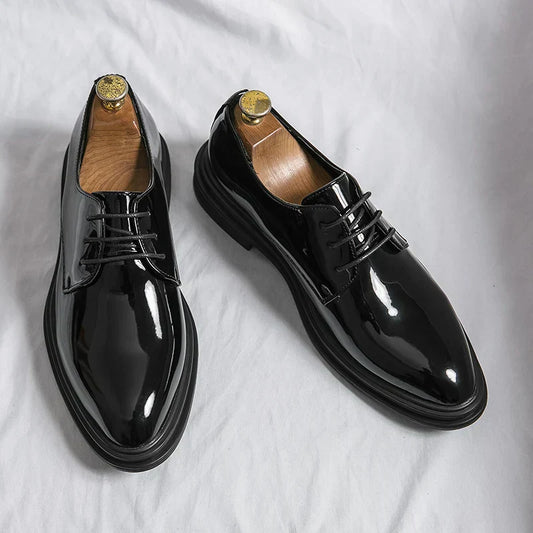 niels | heren derby schoenen met glans gelakt zwart