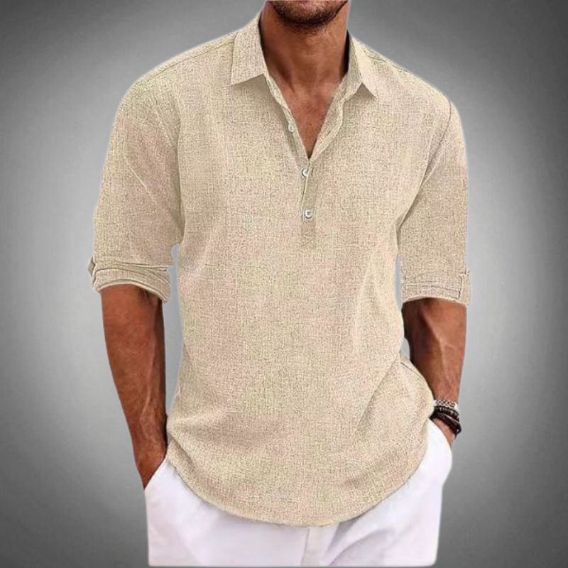 lars | heren polo klassieke snit beige