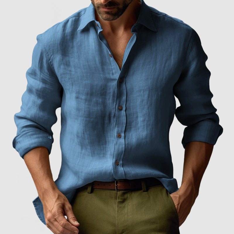 lars | vintage overhemd met knopen blauw